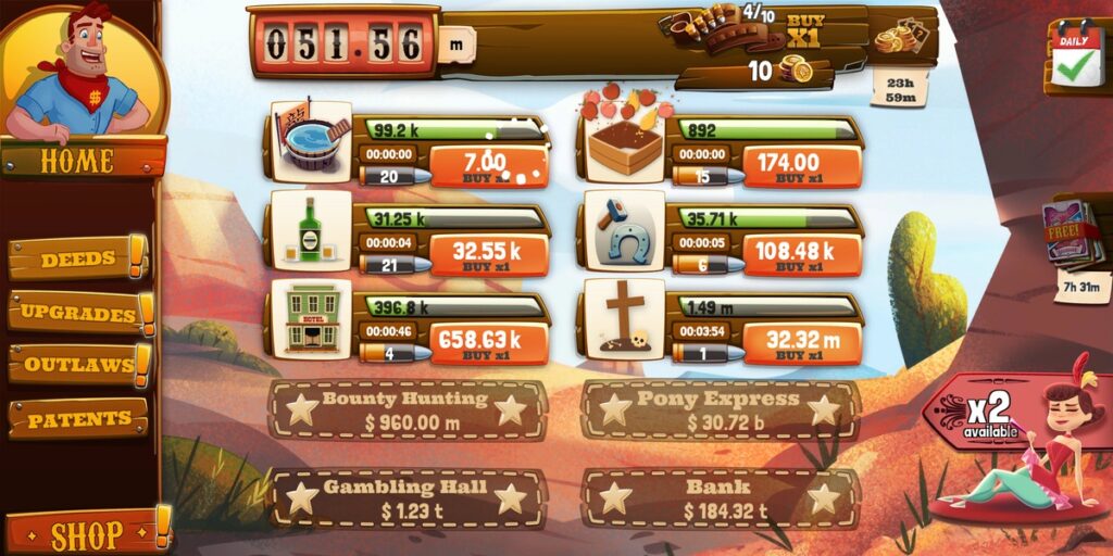 Idle Tycoon: Wild West Clicker Game – Tap for Cash Unity Source Code screenshot