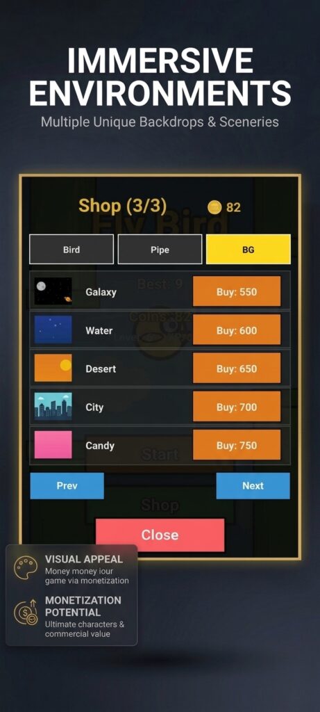 Fly Bird – Arcade Game (HTML5 / Javascript) Source Code screenshot
