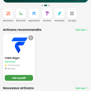 Faba – Artisans, Matériaux & Immobilier au Niger Source Code